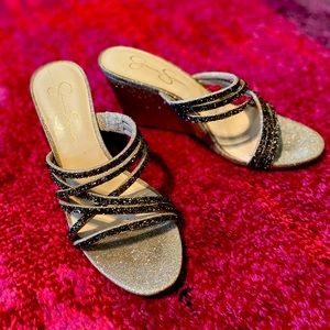 Jessica Simpson Colley Wedge Sandals, Champagne, size 9